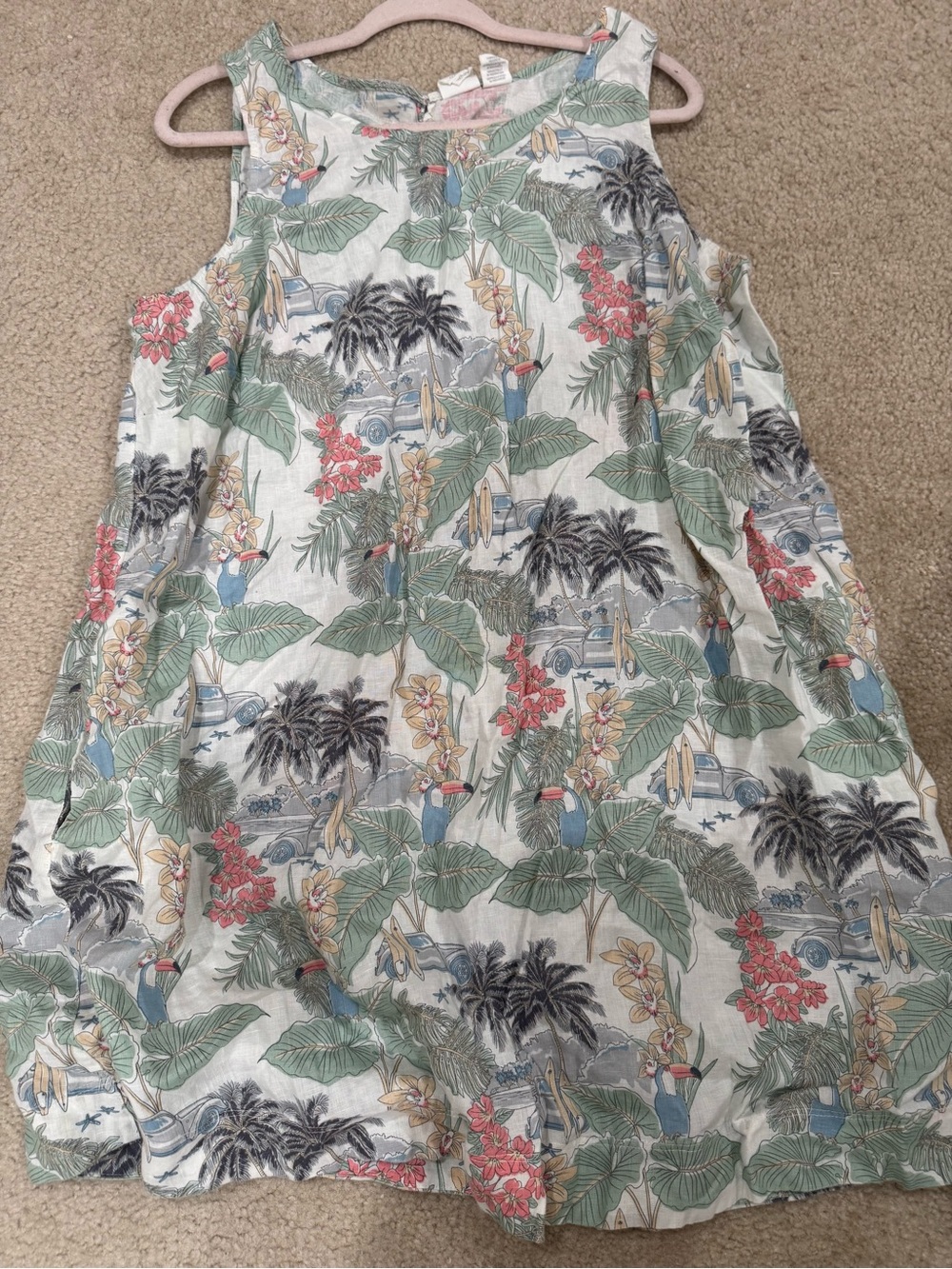 Women’s Tropical Print dress - Palm & Floral Pattern